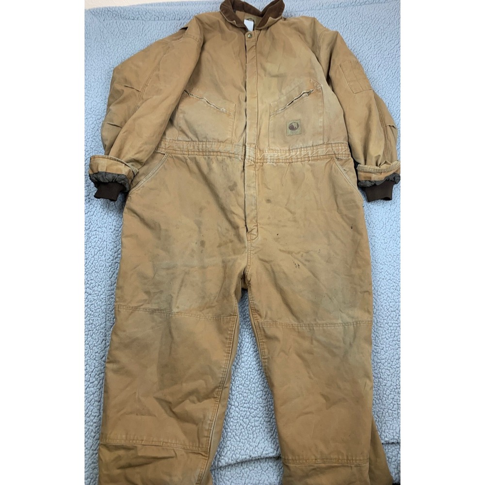 Berne Work Coveralls Mens 3XLS Brown Insulated Cotton Duck Quilted Lining 1417BD
